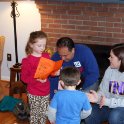 Amber reads her handmade birthday card